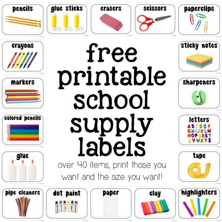 the free printable school supply labels are perfect for kids to use in their classroom