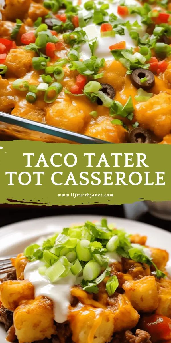 the taco tater tot casserole is ready to be eaten