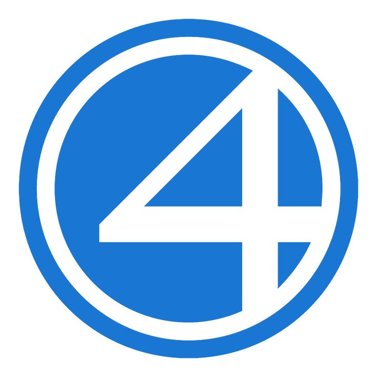 a blue and white sign with the number four in it's center, on a white background