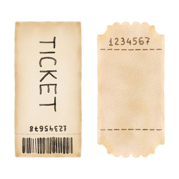 an old ticket with the word ticket on it and a bar code attached to it