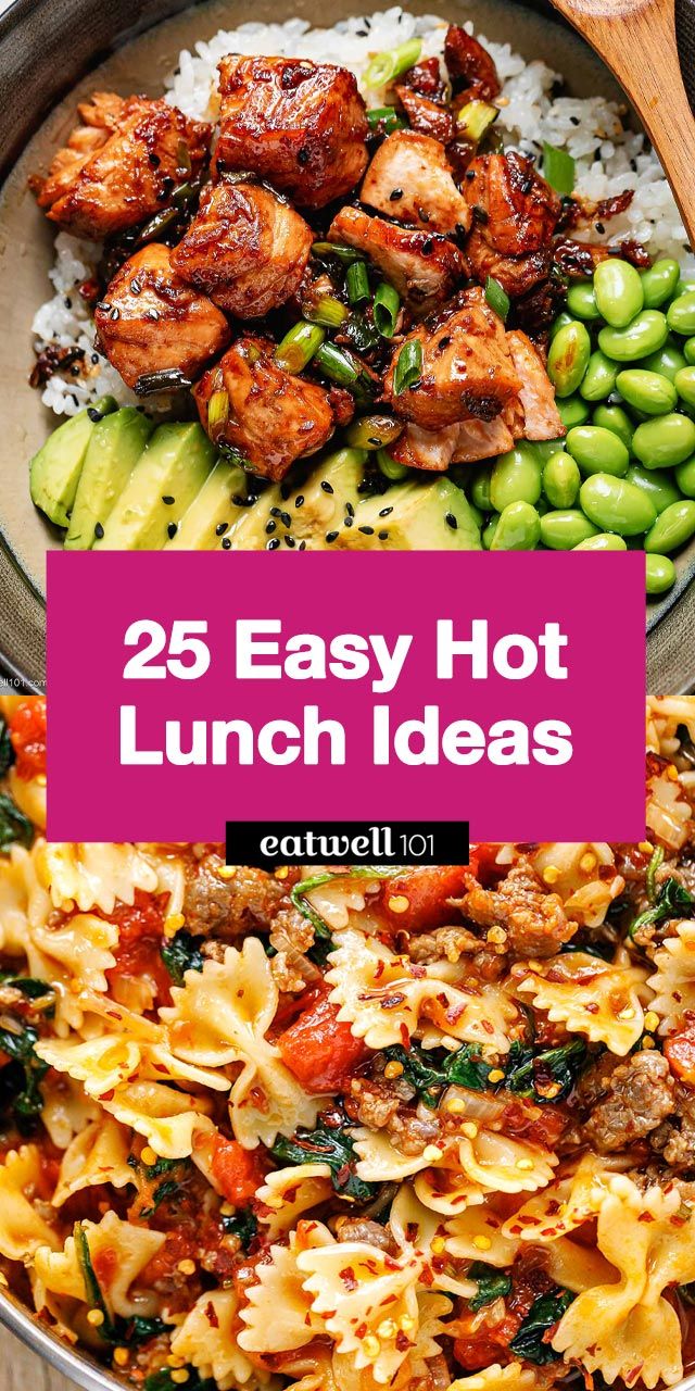 25 Easy Hot Lunch Ideas - #hotlunch #recipes #eatwell101 - These hot lunch recipe ideas plus a quick run in the microwave are all you need for a healthy, nourishing, and delicious hot lunch meal at work, at school, or even at home! Healthy Good Dinners Easy, Tasty Work Lunches, Dinner Ideas For On The Go, Simple Family Lunch Ideas, Hot Lunch For A Crowd, Meal Prep Hot Lunches For Work, Low Calorie Hot Lunch Ideas, Healthy Lunches For Men, Easy Meals For Lunch At Work