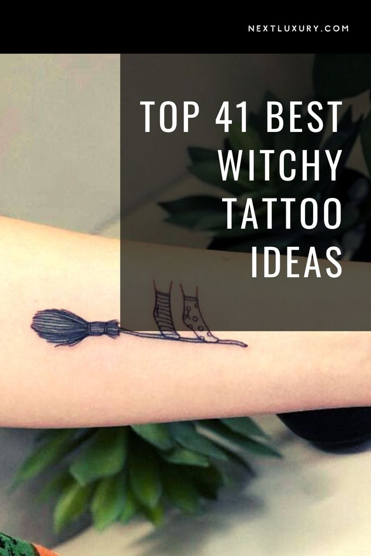 Once upon a time witches were burnt at the stake. Now the mysterious icons of the Wiccan religion and their accoutrements make great choices for tattoo art. #nextluxury #witchytattoo #tattooart #witchtattoodesigns #witchtattooart Tiny Tattoos Witchy, Witchy Tattoos For Best Friends, Spell Tattoo Witchcraft, Feminist Witch Tattoo, Cottage Witch Tattoo, Coven Tattoos Witches, Witchy Best Friend Tattoo Ideas, Vintage Witch Tattoo, Witchy Ankle Tattoo