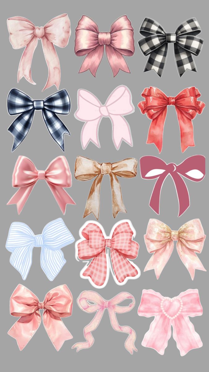 a bunch of bows that are on top of each other in different colors and sizes