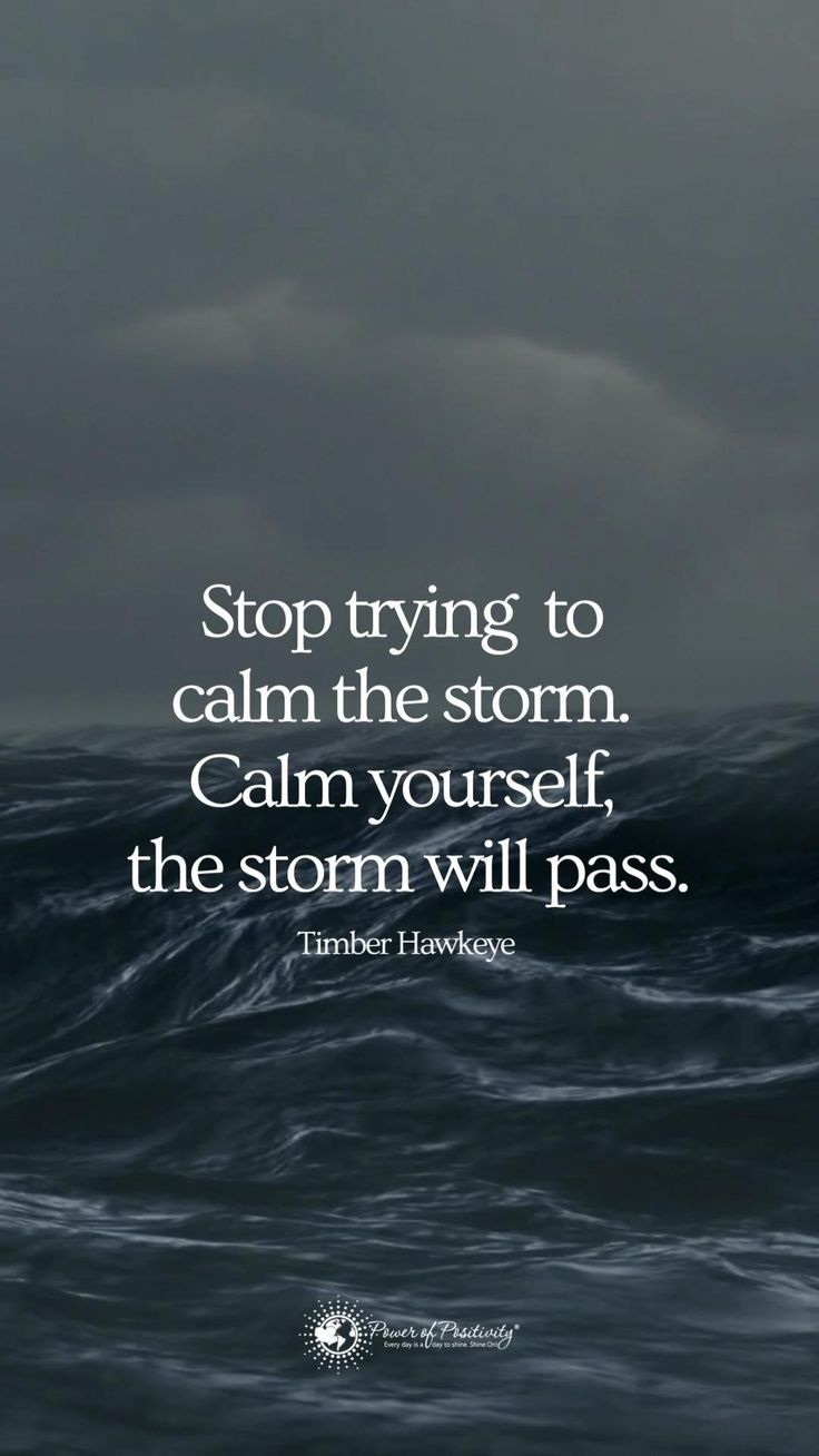 an ocean with waves and the words stop trying to calm the storm calm yourself, the storm will pass