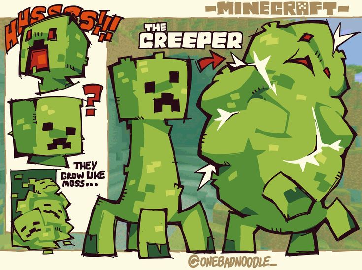 an image of the creeper from minecraft with different facial expressions and texting