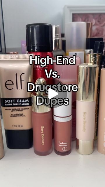 Jessica | Makeup, Skincare & Life on Instagram: "High end products vs. Drugstore dupes #drugstoreproducts #drugstoremakeup #dupes #highendvsdrugstore @elfcosmetics @lorealparis @colourpopcosmetics" Best Water Based Foundation, Best Drugstore Makeup 2024, Good Drugstore Makeup, Drugstore Makeup Routine, Drugstore Makeup Must Haves, Affordable Eyeshadow Palettes, Makeup Recommendations, Best Drugstore Concealer, Drugstore Concealer