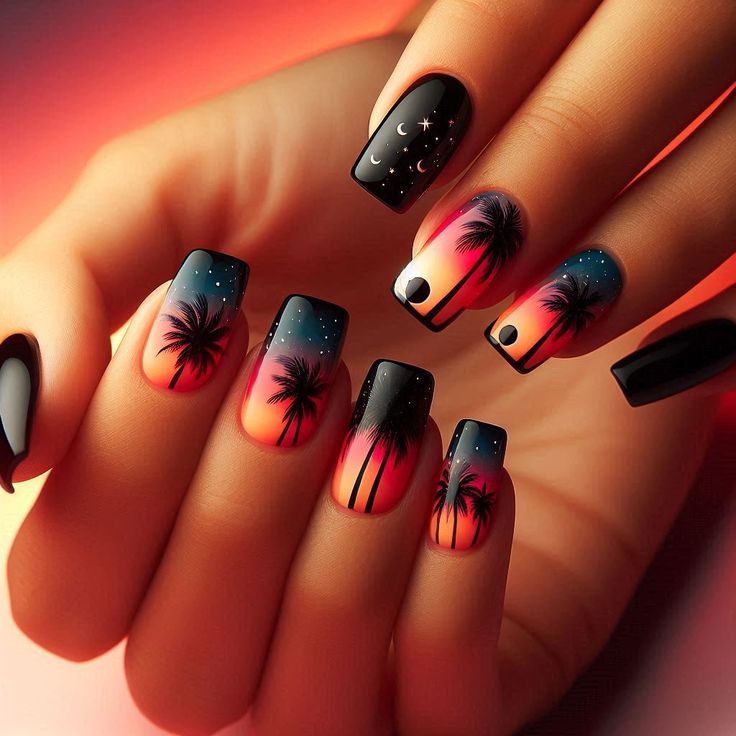 #nails   #sunset   #summer    #summer-nails Sunset Beach Nails, Nails Sunset, Round Nail Designs, Vacation Nails Beach, Sunset Nails, Vacation Nails, Sunset Summer, Round Nails, Beach Nails