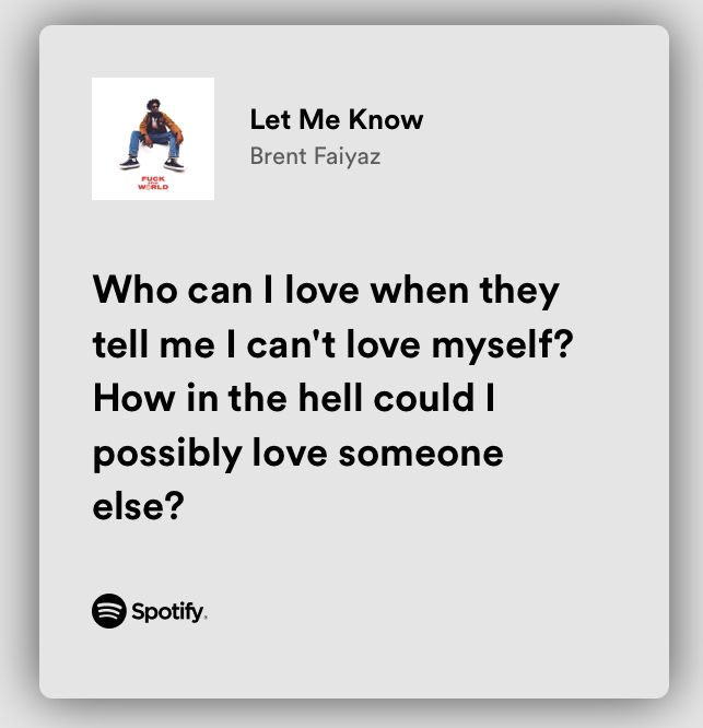 a person on skis with the caption'who can i love when they tell me i can't love my self? how in the hell could i possibly love someone else? '