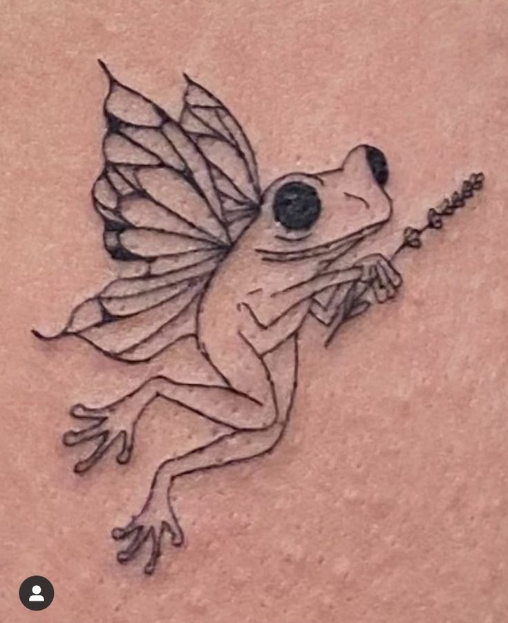 a drawing of a frog with wings on it's back