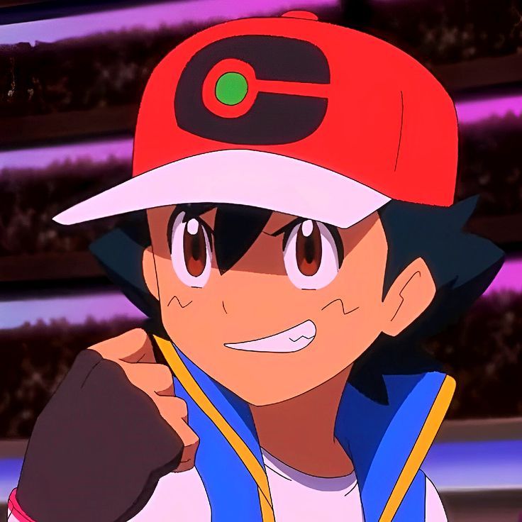 an anime character wearing a baseball cap and holding his hand up to the side while looking at the camera