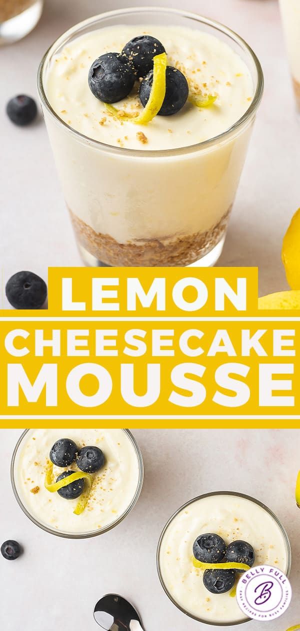 lemon cheesecake mousse with black olives in small glasses on a table