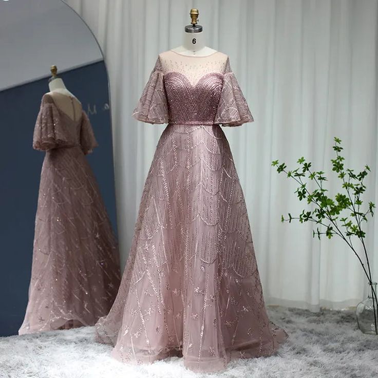 Dubai Blush Charm: Luxury Evening Dresses with Flare Sleeves in Pink and Burgundy Accents Dress For Women Wedding, Formal Dress For Women, Plus Size Formal Dress, Birthday Dress Women, Arabic Dress, Evening Wear Dresses, Holiday Dresses Women, Vestidos Color Rosa, Gold Cocktail Dress