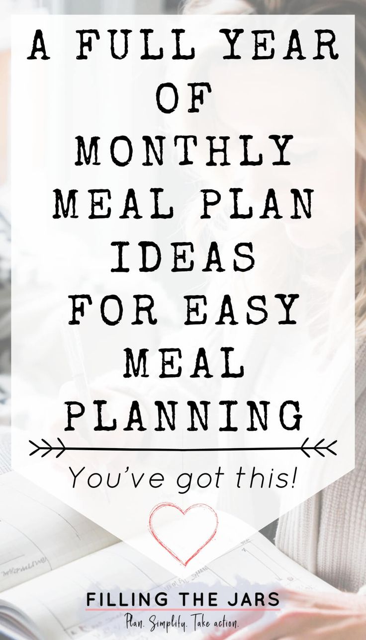 a woman looking at her meal planner with the words, a full year of menu plan ideas for easy meal planning you've got this