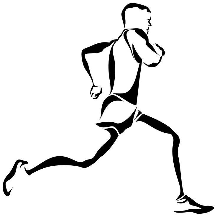 a black and white silhouette of a man running