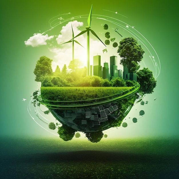 an image of a green planet with windmills and trees on it that says, this year's imd theme is museum,