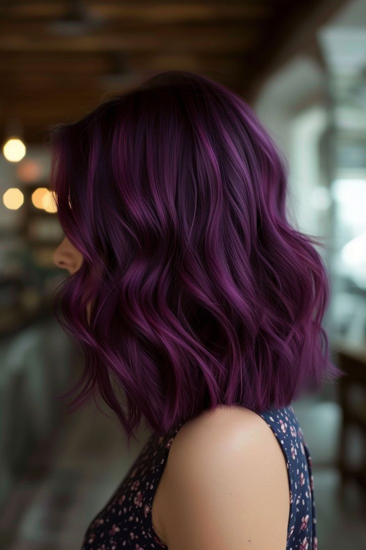 42+ Stunning Midnight Purple Hair Ideas Cool Tone Purple Hair, Midnight Purple Hair, Greek Hairstyles, Purple Hair Ideas, Pelo Color Vino, Balayage Long Hair, Midnight Purple, Purple Ombre Hair, Dark Purple Hair