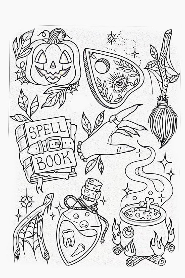 halloween coloring pages with pumpkins and other items