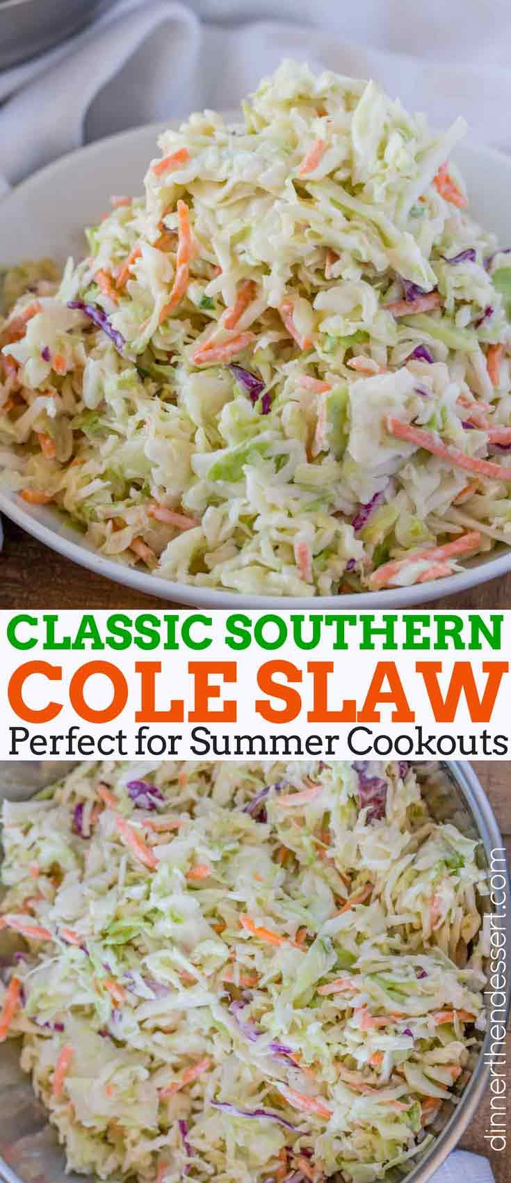 this coleslaw recipe is perfect for summer cookouts and it's made with classic southern coleslaw