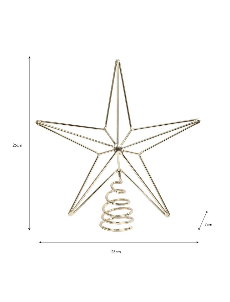 a metal christmas tree topper with a spiral design on it's star shape