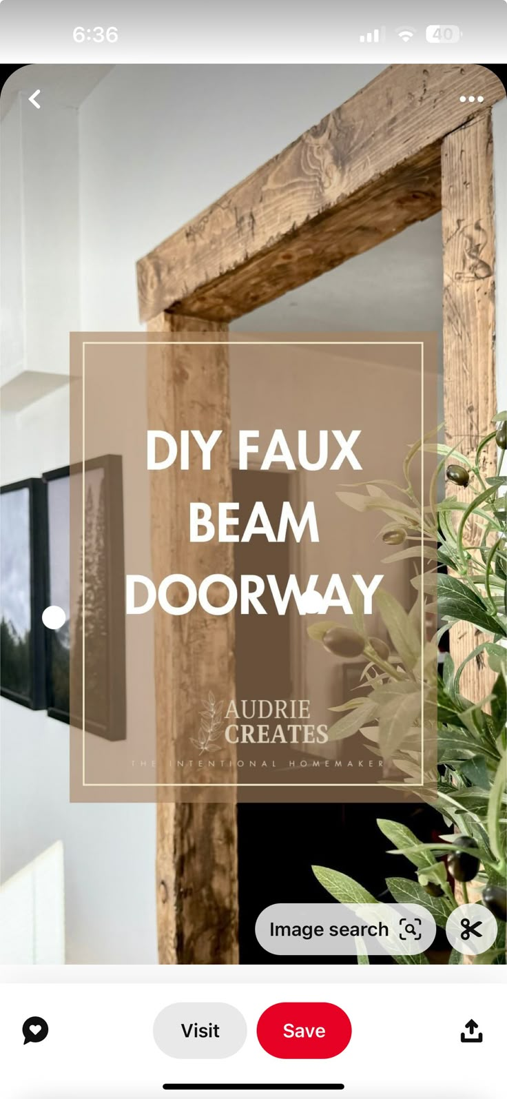 a wooden frame with the words diy faux beam door way