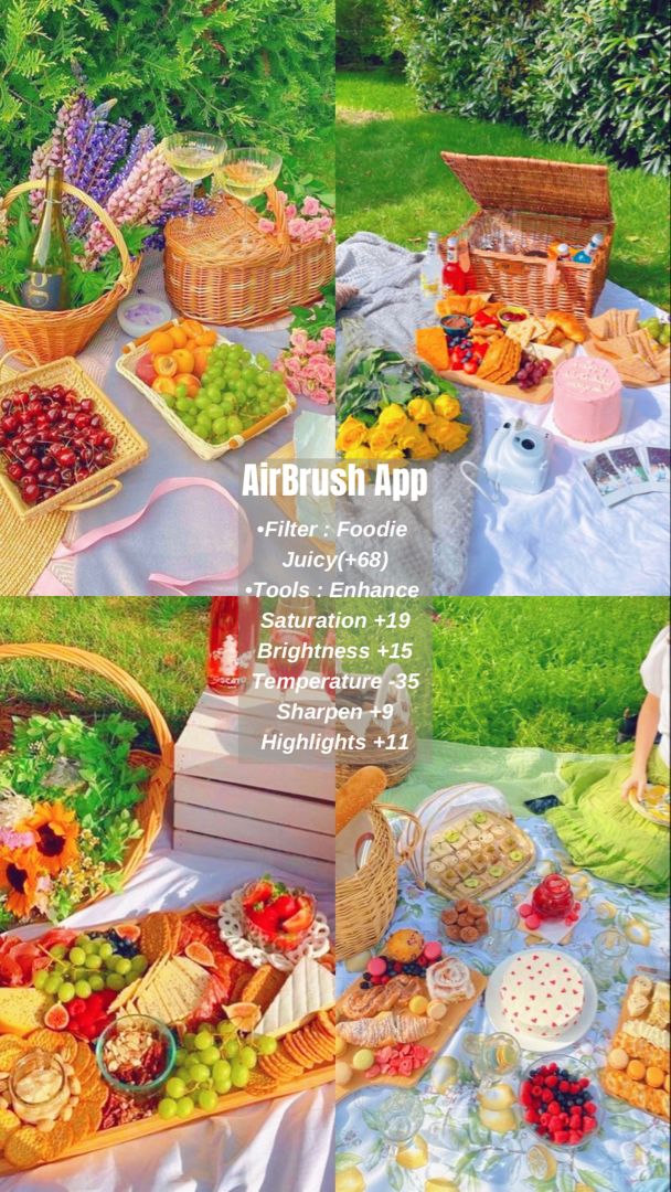 an advertisement for the airbrush app with many different types of food and drinks on it