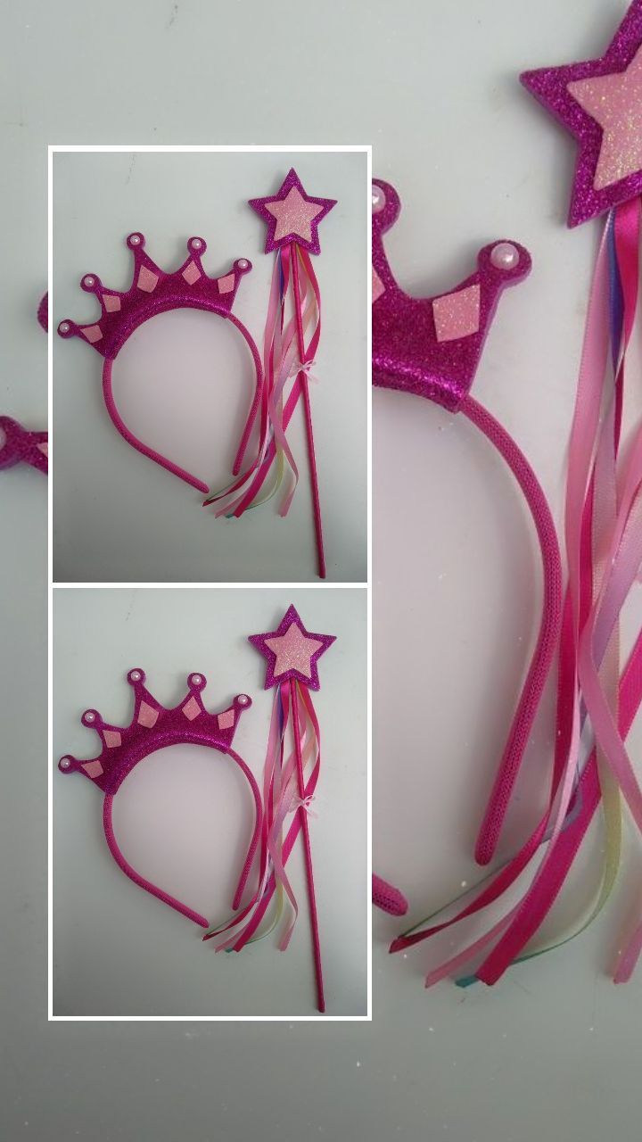 pink and purple tiara with stars on it for a princess birthday party or baby's first birthday