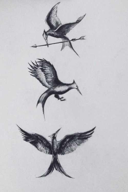 three birds flying next to each other in the air