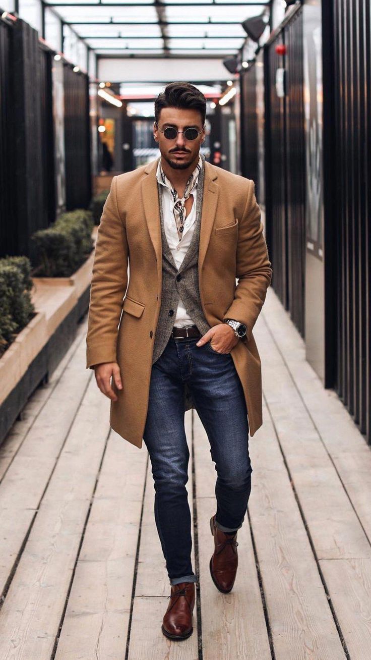 5 Dapper Winter Outfits For Men #winterfashion #fallfashion #mensfashion #streetstyle #MensFashionSmart Dapper Outfit, Tan Coat, Stylish Winter Outfits, Mens Fashion Edgy, Mens Fashion Smart, Mens Trendy Outfits, Beige Blazer, Hipster Mens Fashion, Ranveer Singh