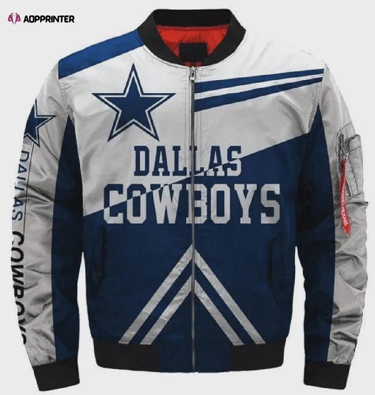 Introducing our Dallas Cowboys Team Logo Pattern Bomber Jacket in Navy Blue! Show off your team spirit with this stylish and comfortable jacket. Made with premium quality materials, it features the iconic Dallas Cowboys logo pattern, making it a must-have for any true fan. The jacket is designed to keep you warm and cozy during chilly game nights, while its trendy bomber style adds a touch of fashion to your outfit. With its durable construction, this jacket is built to last, ensuring it will be a staple in your wardrobe for years to come. Perfect for both men and women, it offers a versatile and timeless look that can be paired with any outfit. Whether you're heading to the stadium or cheering from the comfort of your home, this Dallas Cowboys Team Logo Pattern Bomber Jacket is the ultima Cowboys Hats, Kappa Clothing, Cowboys Pictures, Cowboys Sweatshirt, Cowboys Wallpaper, Cowboys Hoodie, Football Clothes, Cowboy Jacket, Cowboy Shoes