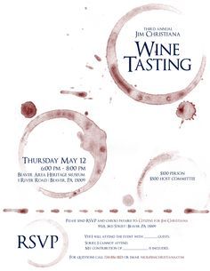 the wine tasting flyer is shown in red and white