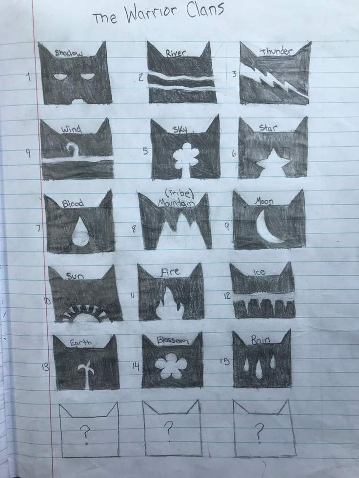 a piece of paper that has been drawn with different shapes and sizes of cats on it