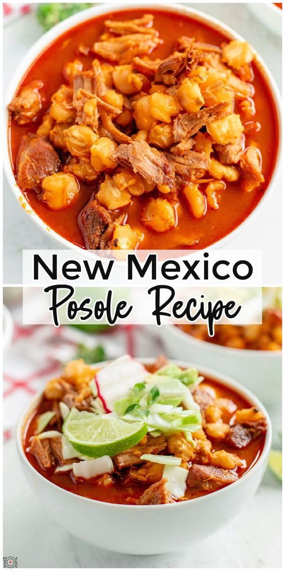 three different bowls filled with chili and beans, one has meat in the middle while the other