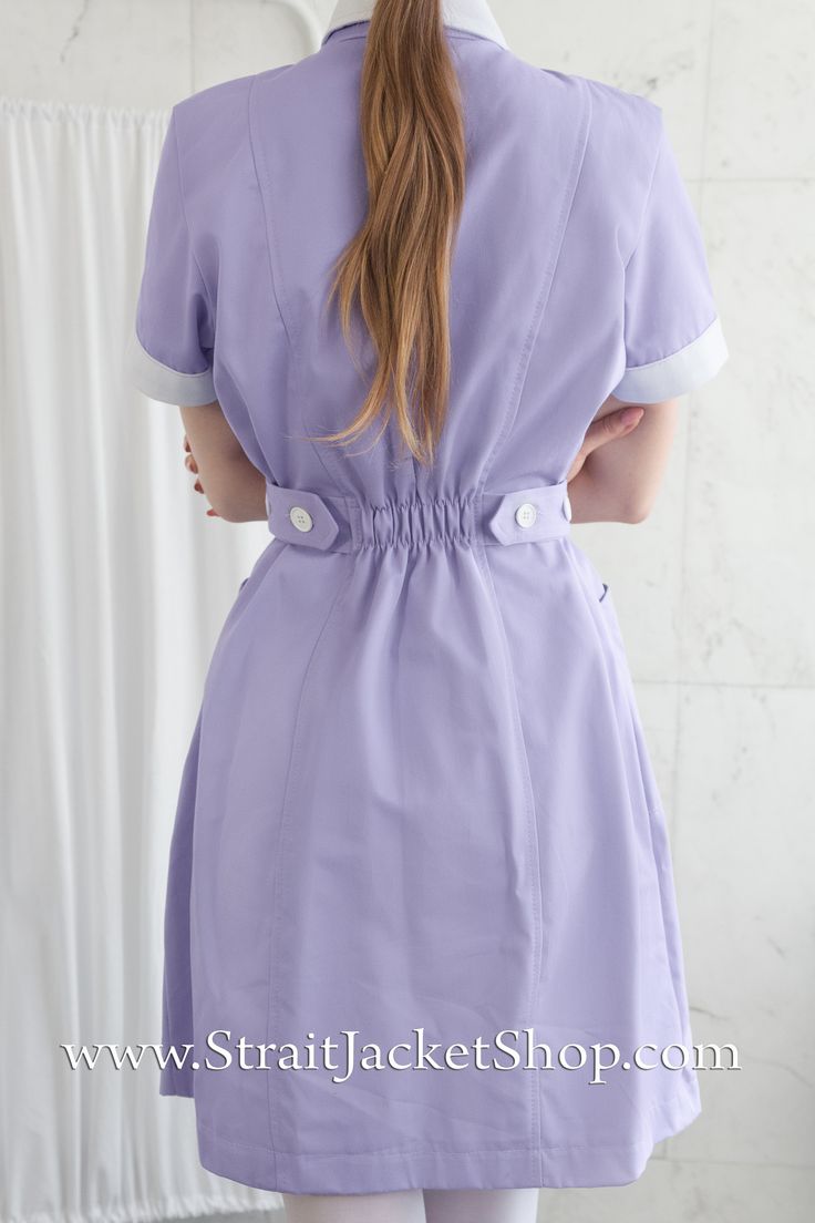 Cute Purple Nurse Uniform with Short Sleeves AND Nurse cap Very breathable 100% High Quality Cotton. The Uniform has two deep pockets at the sides and one smaller chest pocket. Equipped with a rubber welt at back and 2 welts fastened on buttons at sides, to ensure a perfect close fit. Size S Bust 90cm (35.4inch) Waist 70cm (27.5inch) Hips 96cm (37.7inch) Size M Bust 98cm (38.5inch) Waist 78cm (30inch) Hips 104cm (41inch) Size L Bust 105cm (41inch) Waist 86cm (34inch) Hips 112cm (44inch) More siz Nurse Dress Uniform Pattern, Nurse Dress, Nurse Dress Uniform, Nurse Scrubs, Scrub Style, Nurse Cap, Medical Outfit, Cute Nurse, Nursing Cap