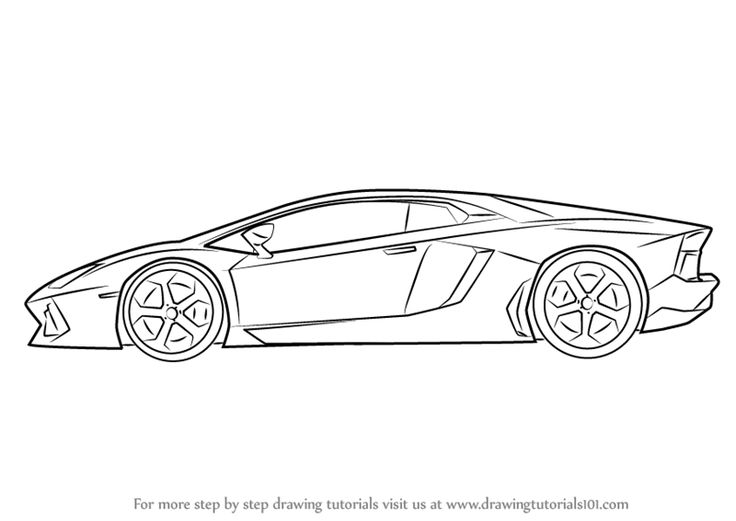 a black and white drawing of a sports car