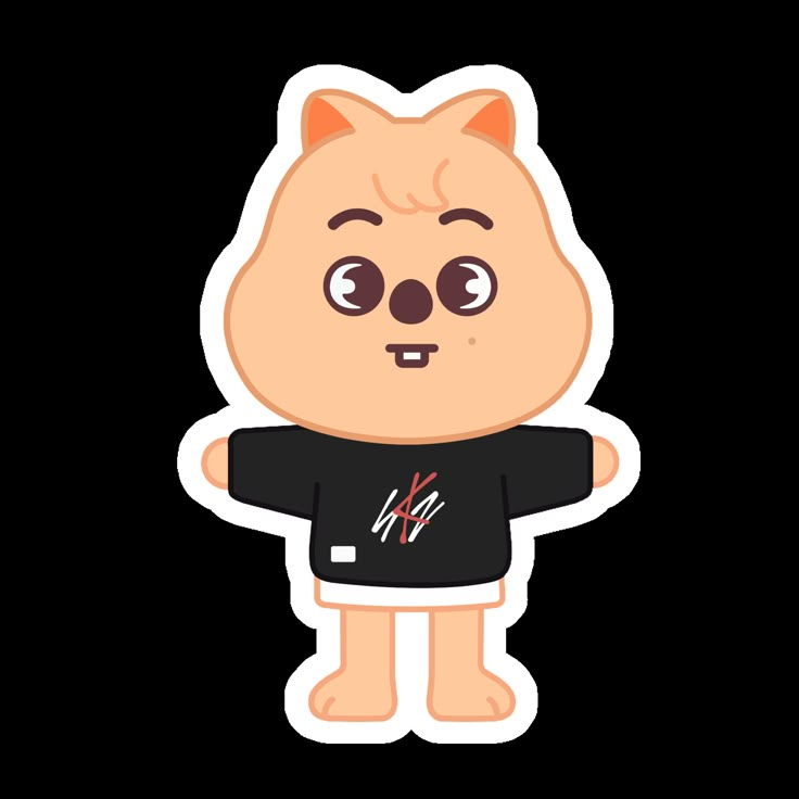 a cartoon cat wearing a black shirt