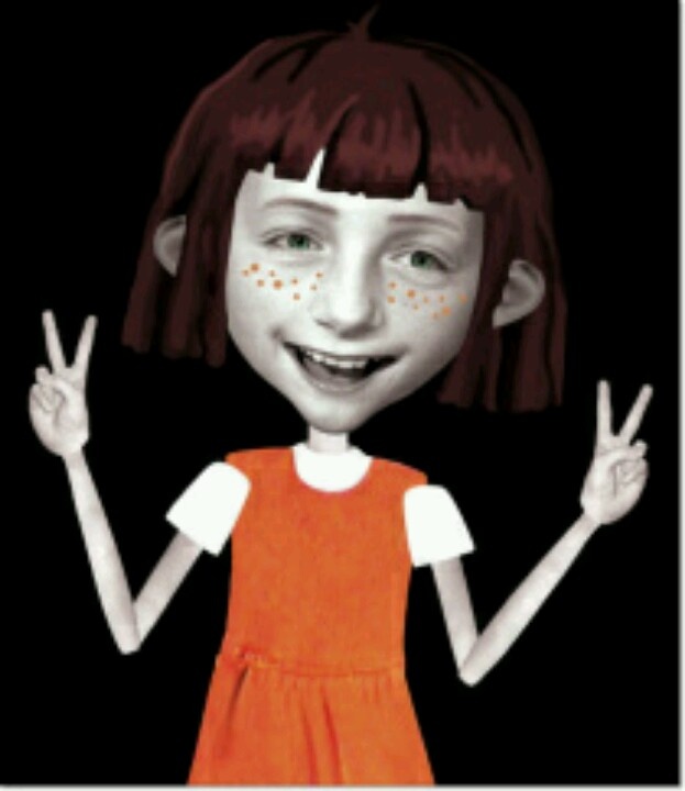 a digital painting of a girl with freckles on her face and hands in the air