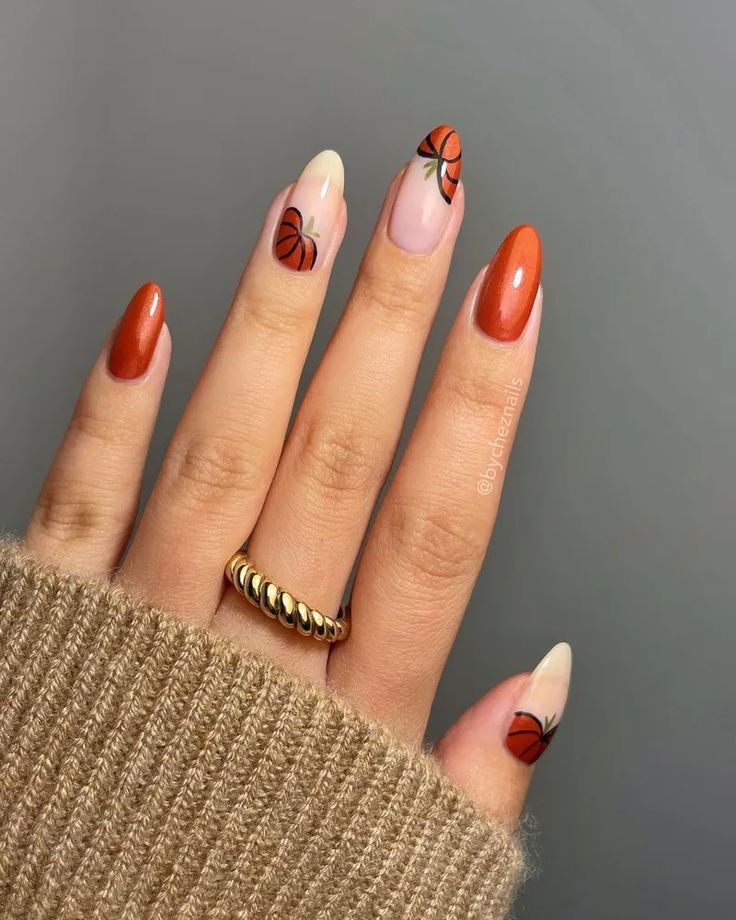 Pumpkin Nail Designs, November Nail Designs, Pumpkin Spice Nails, Pumpkin Nail Art, Fall Nail Trends, Pumpkin Nails, Fall Nail Art Designs, October Nails, Nude Nail Designs