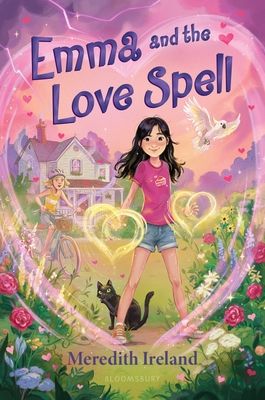 the book cover for emma and the love spell with a girl standing in front of a