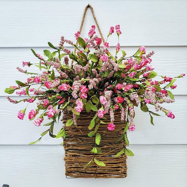 PRICES MAY VARY. 🌺🌺【Cream Hydrangea Door Hanger Basket Wreath】: Classy, Victorian, Country Charm...this Basket Hanger Style works well for so many décor options! Spring & Summer Seasons. 🌺🌺【Basket Style Wreath】This gorgeous, vintage-inspired Cream Hydrangea door hanging basketis the perfect addition to your home decor.This hanging basket is perfect for weddings, parties, birthdays or just for everyday decor and more! 🌺🌺【Made of High Quality Materials】Rattan Hanging Basket wrapped with a be Door Hanging Basket, Hanger Basket, Cream Hydrangea, Garland Wedding Decor, Welcome Signs Front Door, Basket Wreath, Flower Garland Wedding, Wildflower Wreath, Pink Berry