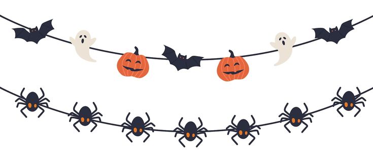 halloween bunting with pumpkins and bats