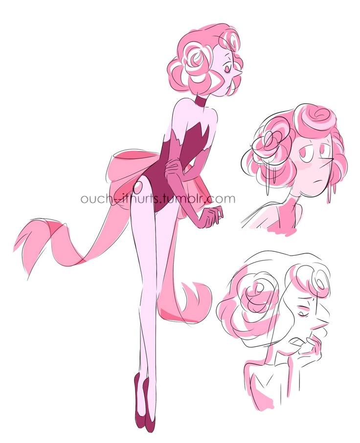 some pink and black cartoon characters