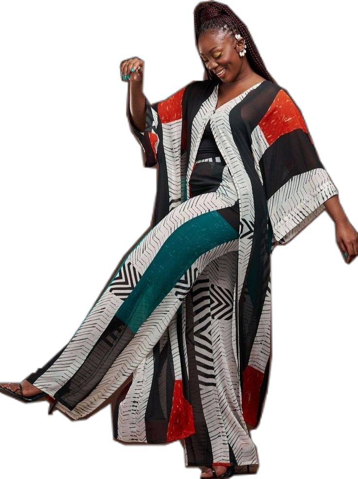 Adire Kimono And Trouser, African Maternity Dresses, 2piece Outfits, Mode Kimono, African Inspired Clothing, African Fashion Ankara, African Inspired Fashion, African Print Dress, Classy Dress Outfits