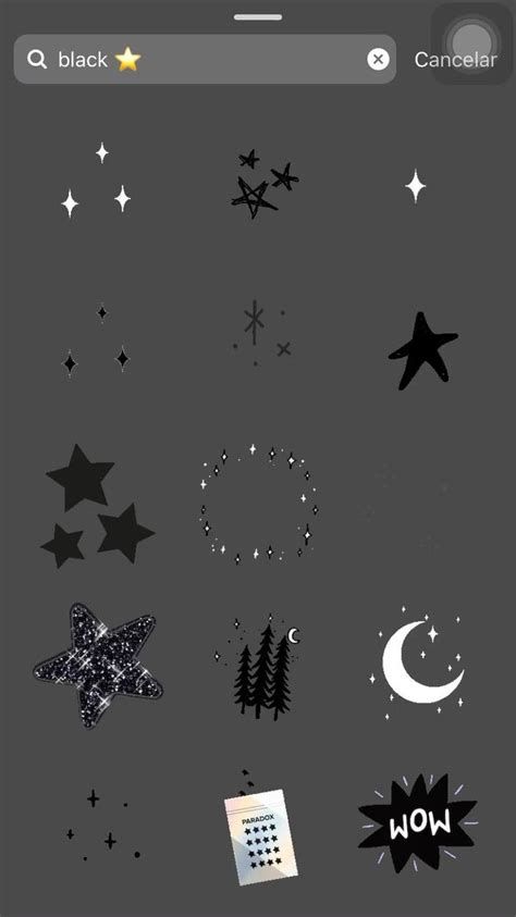 an iphone screen with stars and trees on it