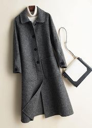 Button Down Women, Women Coats, Woolen Coat, Pan Collar, Peter Pan Collar, Black Plaid, Peter Pan, Coats For Women, Plaid