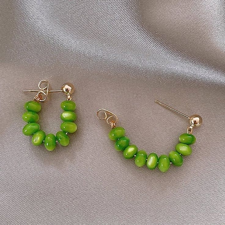 Handmade Jewelry Diy Earrings, Anting Manik, قلادات متدلية, Handmade Jewelry Tutorials, Earrings Bohemian, Homemade Jewelry, Handmade Wire Jewelry, Green Opal, Funky Jewelry