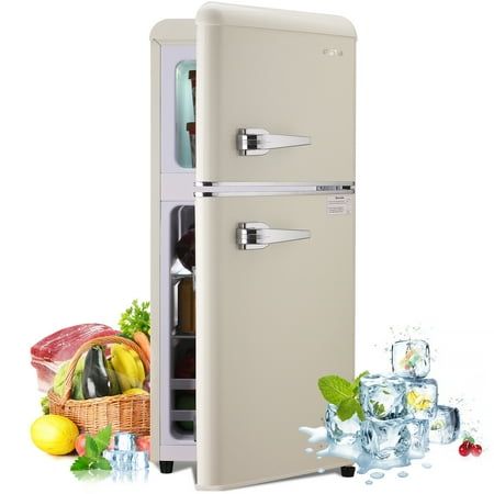 GGTB 3.2 Cu.Ft Two Door Mini Fridge with Freezer, Compact Retro Refrigerator for Dorm, Office, Bar, RV, Bedroom, Cream, GB-FLS-80-CREAM Adjust the temperature according to different seasons In Summer, both indoor and outdoor temperatures are high, and we can adjust them to between 2 and 3 gear. If the temperature of the refrigerator is set too low and set to 4th or 5th gear, the compressor will continue to work and the load will be too heavy, affecting the lifespan of the refrigerator. In Winter Cute Mini Fridge In Bedroom, Bedroom Fridge, Mini Fridge Freezer, Mini Fridge In Bedroom, She Shed Interior, Bedroom Cream, Small Fridge, Retro Refrigerator, Mini Fridge With Freezer