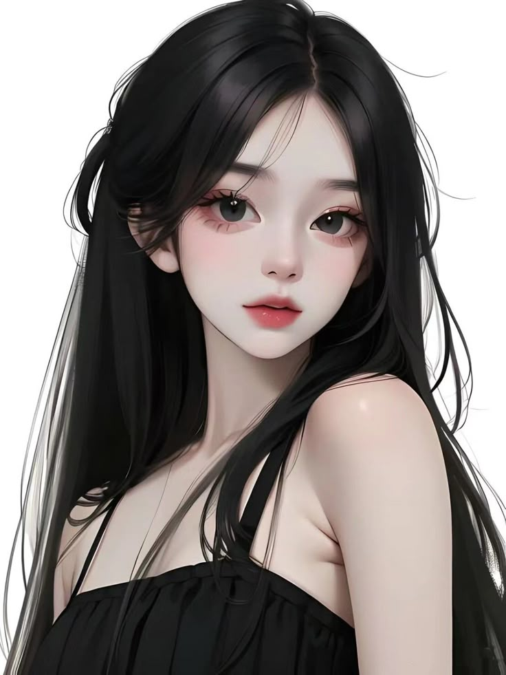 Manhwa Art Style, Manhwa Beauty, Manhwa Art, Anime Black Hair, Girls With Black Hair, Japon Illustration, Long Black Hair, Digital Art Anime, Realistic Art