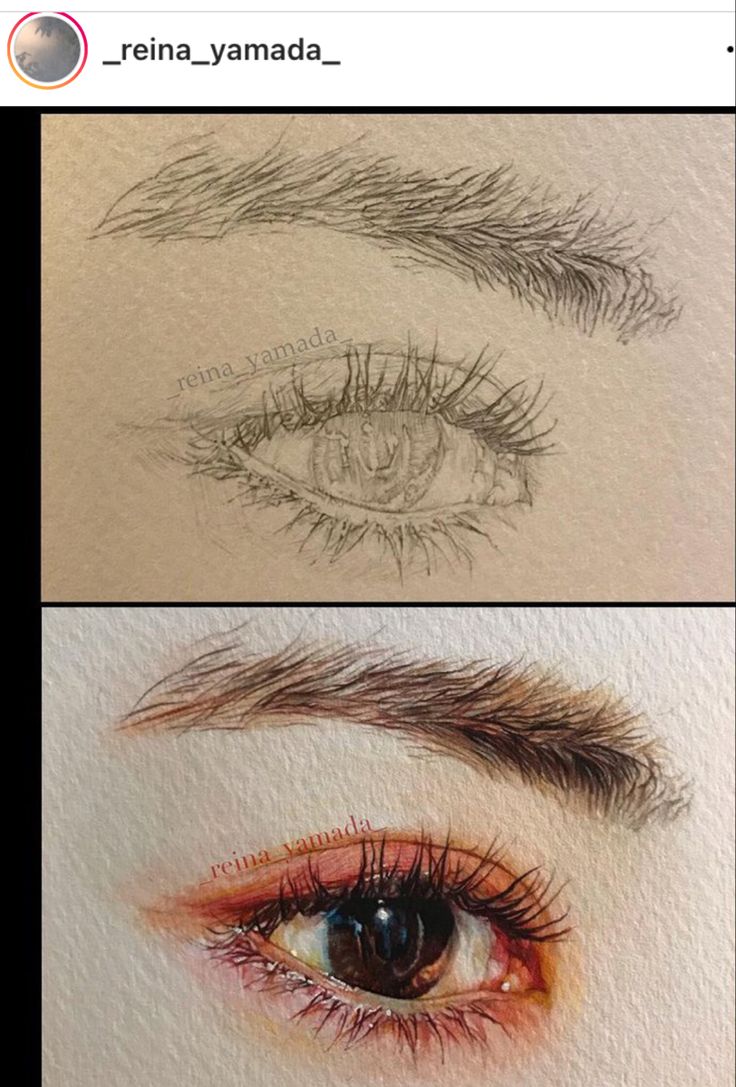 two pictures of the same person's eyes with different colors and shapes on them