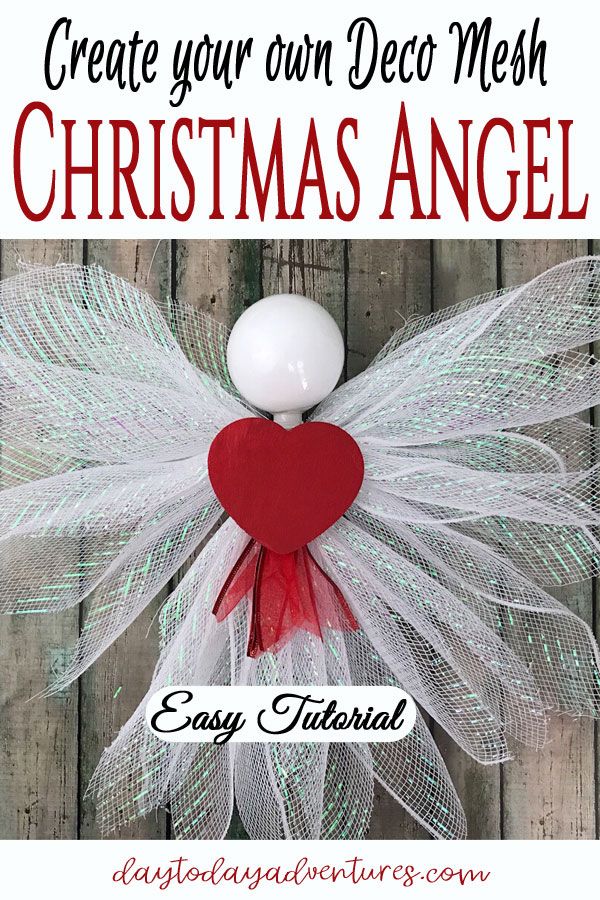 a christmas angel made out of tulle with the words create your own deco mesh christmas angel