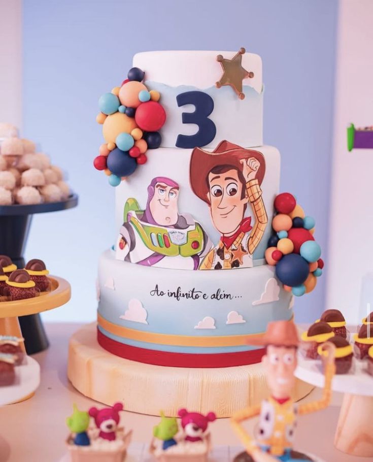 a birthday cake with toy story characters on it